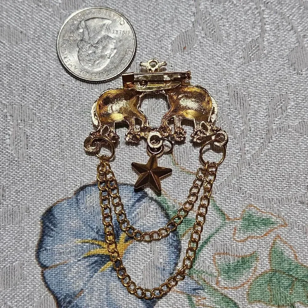 vintage boho elephant gold tone chandelier brooch